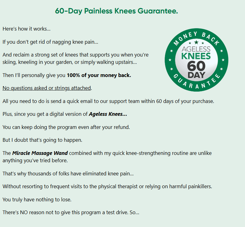 ageless knees guarantee 